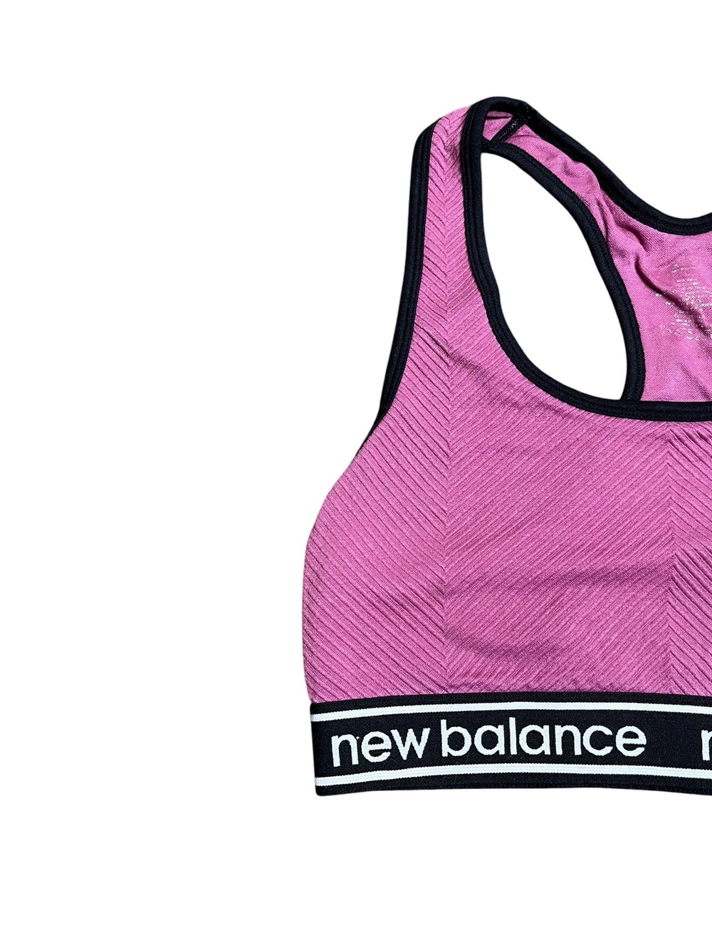 NEW BALANCE Logo Band Racerback Sports Bra Raspberry Pink S - Picture 4 of 8